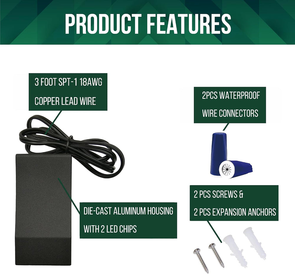 GKOLED Low Voltage Deck Lights, Sleek LED Wedge Post Rail Light, Outdoor Land...