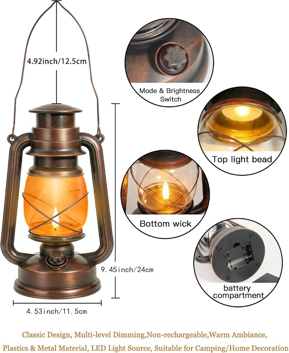 2 Pack Battery Operated Vintage Hanging Lanterns, IP65 Waterproof