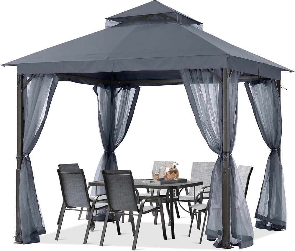 ABCCANOPY Outdoor Patio Gazebo 9x9 with Mosquito Netting, Dark Gray