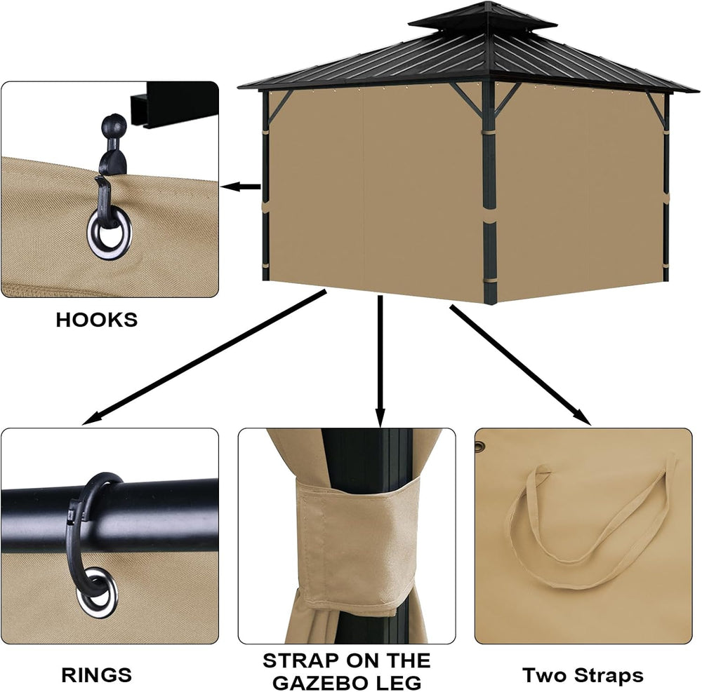Gazebo Universal Replacement Privacy Curtain, 10'X12' Waterproof Outd...