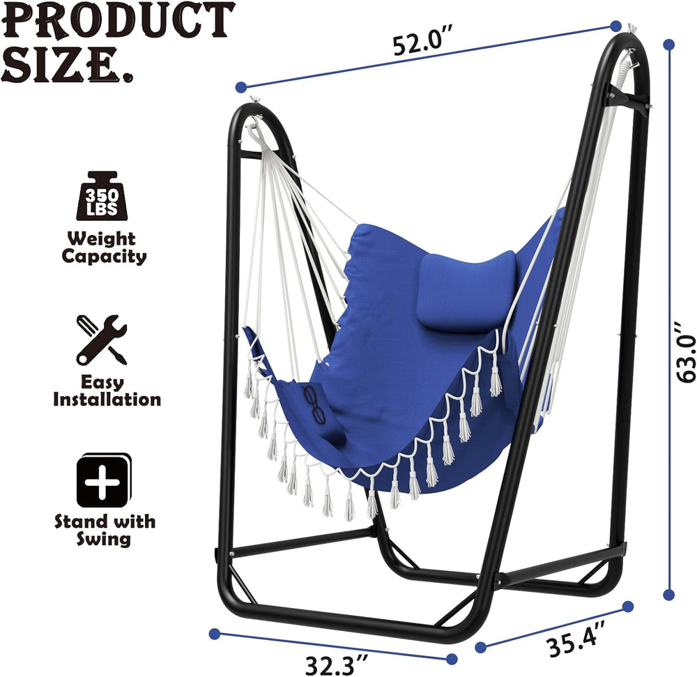TOREVISIOR Hammock Chair with Stand, 350 lbs Swing Chair for Indoor Outdoor