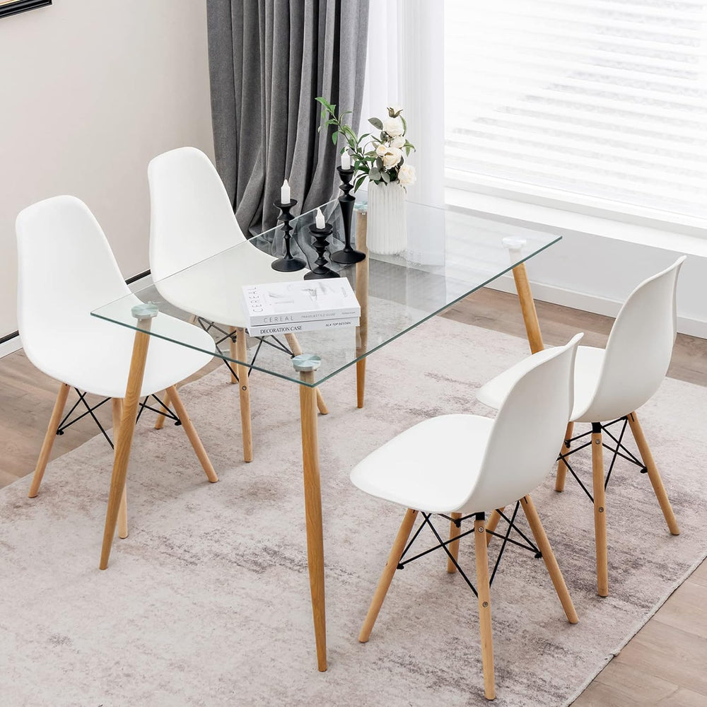 Tangkula Dining Table Set for 4, Modern Kitchen Table and Chairs, Glass Table...