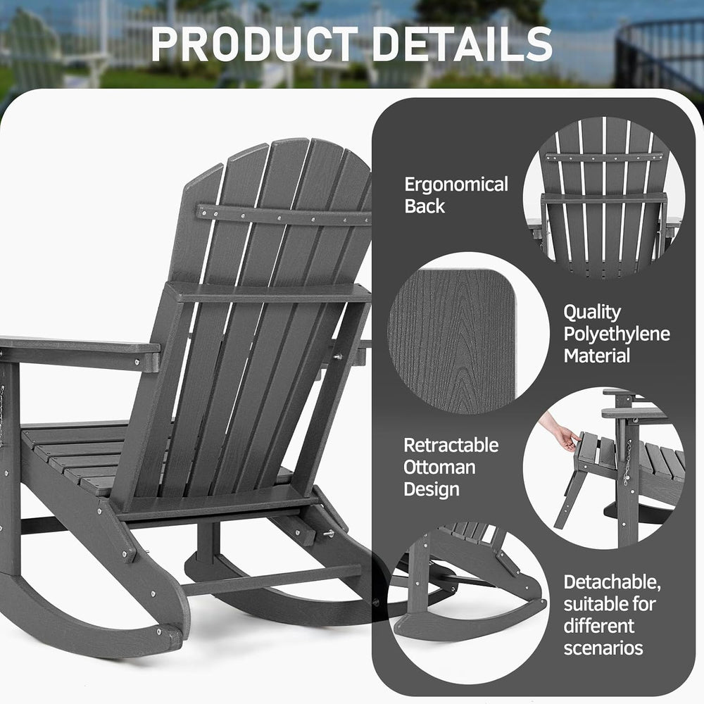 FUNBERRY Oversized Adirondack Rocking Chair, Porch Rocker 400LBS