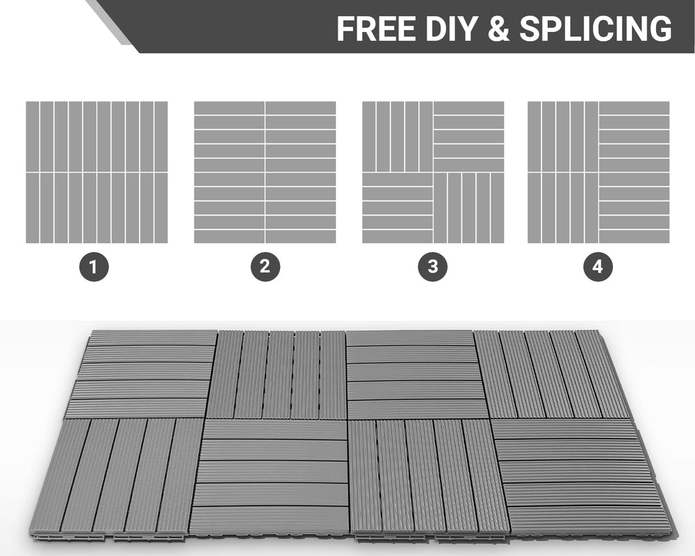 PrimeZone 54 PCS Plastic Interlocking Patio Deck Tiles Outdoor All Weather