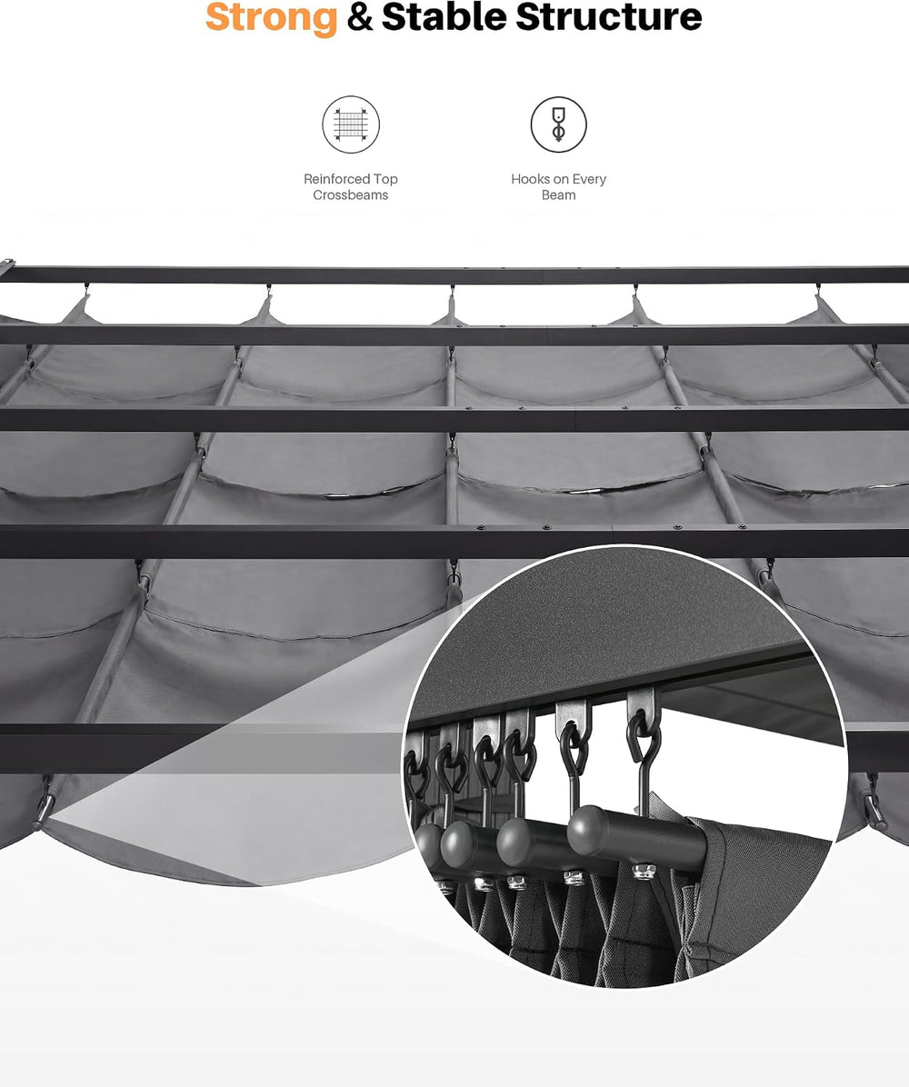 10' X 13' Patio Retractable Pergola Canopy, Grey