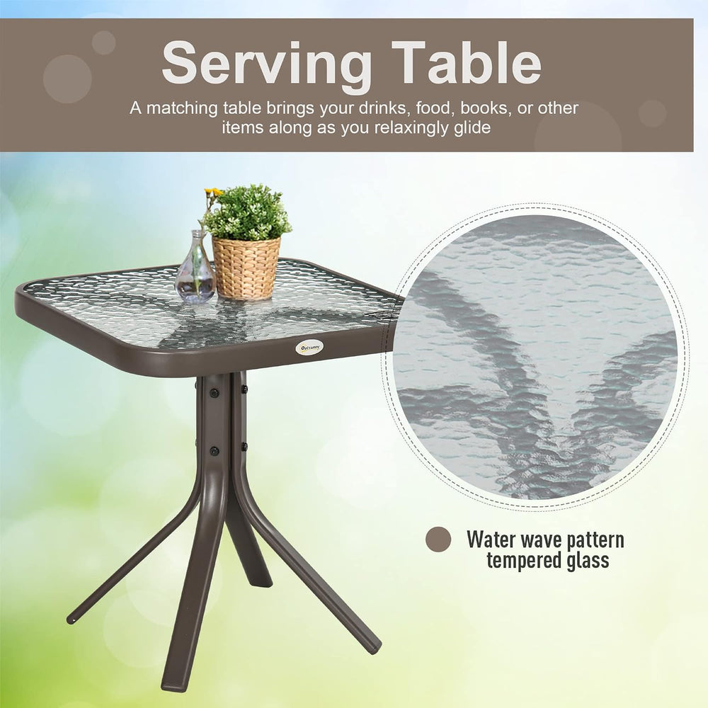 Outsunny 3 Piece Outdoor Glider Chair Coffee Table Bistro Set Mixed Brown