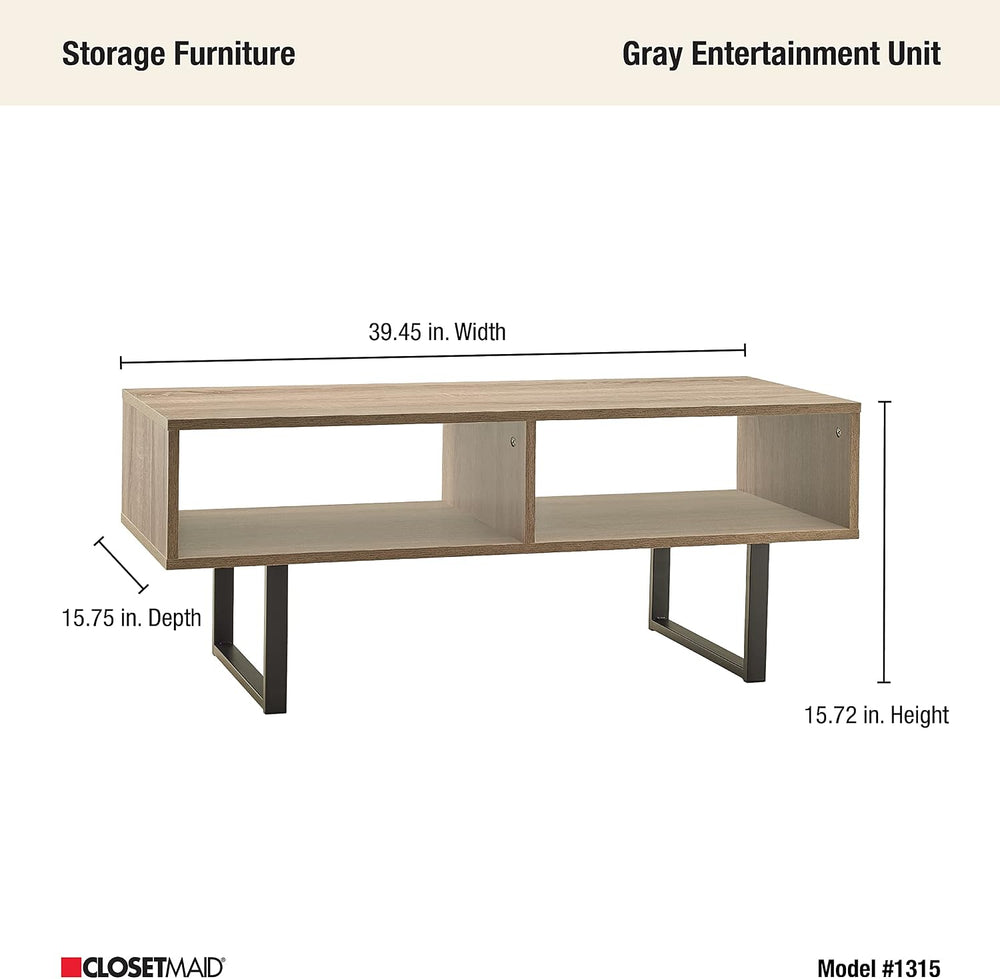 ClosetMaid Rectangular Wood Coffee Table with Storage Shelves, Narrow, 39.45&...