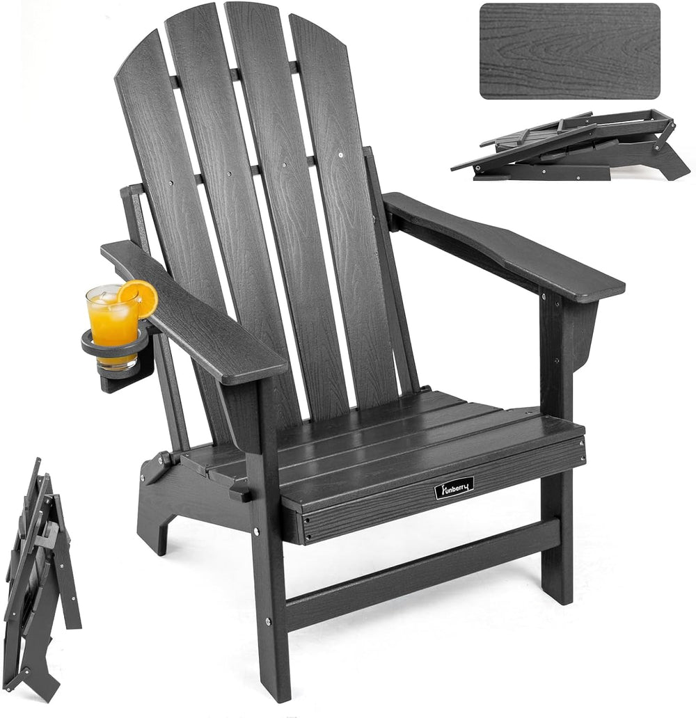 FUNBERRY Oversized Folding Adirondack Chair, Stable Fire Pit Chairs 400LBS