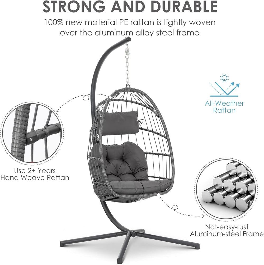 Brafab Swing Egg Chair with Steel Stand for Indoor Outdoor Patio Porch
