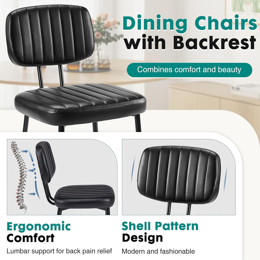 OLIXIS Dining Chairs Set of 2, Mid Century Modern Kitchen Chairs, Black
