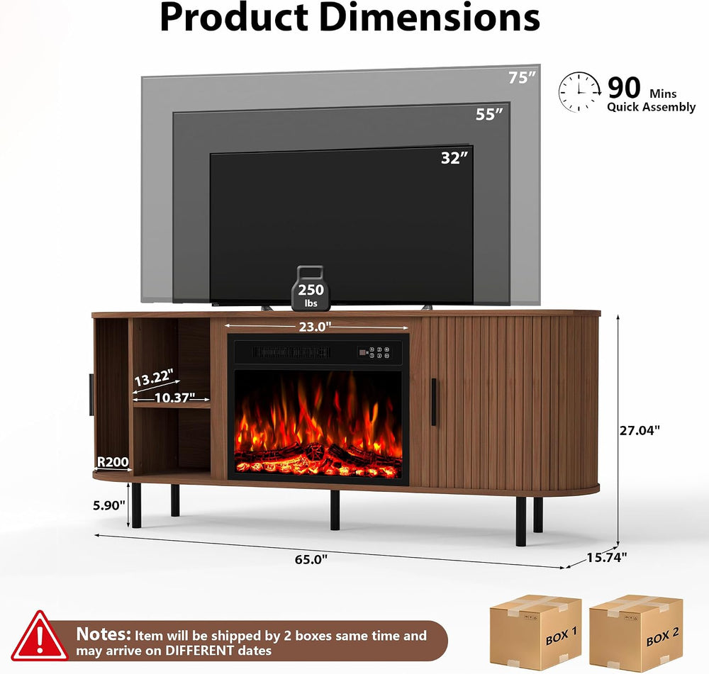 65" Fireplace TV Stand Electric Entertainment Center for TV Up to 75&quo...