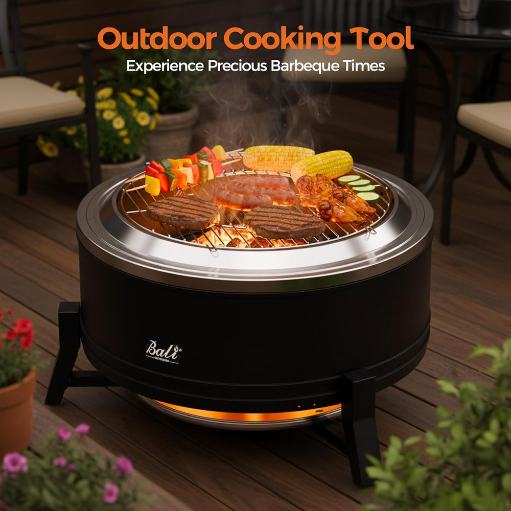 Large Outdoor Fire Pit for Smokeless Firepit Wood Burning with Grill