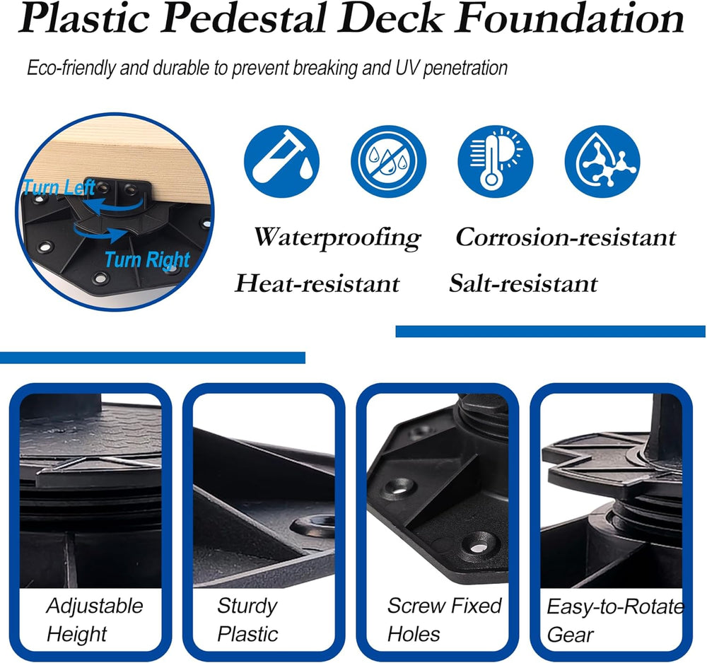 18-30mm Adjustable Deck Blocks, Heavy Duty Deck Foundation Base Support