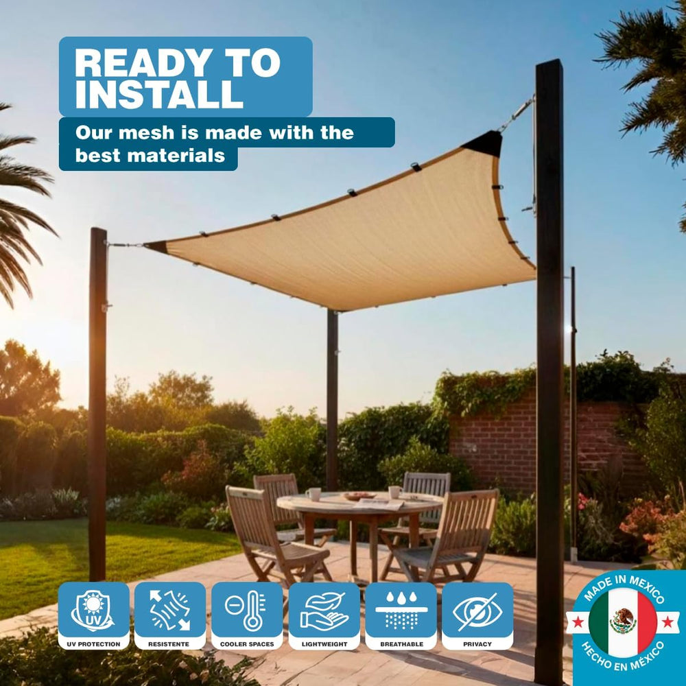 90% Shade Cloth – FT Durable HDPE Mesh Tarp with Grommets, UV Protection Sunb...