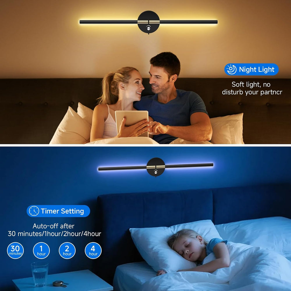 Battery Operated Wall Sconce with 360°DIY Independently Rotate Lamp,Wireless ...