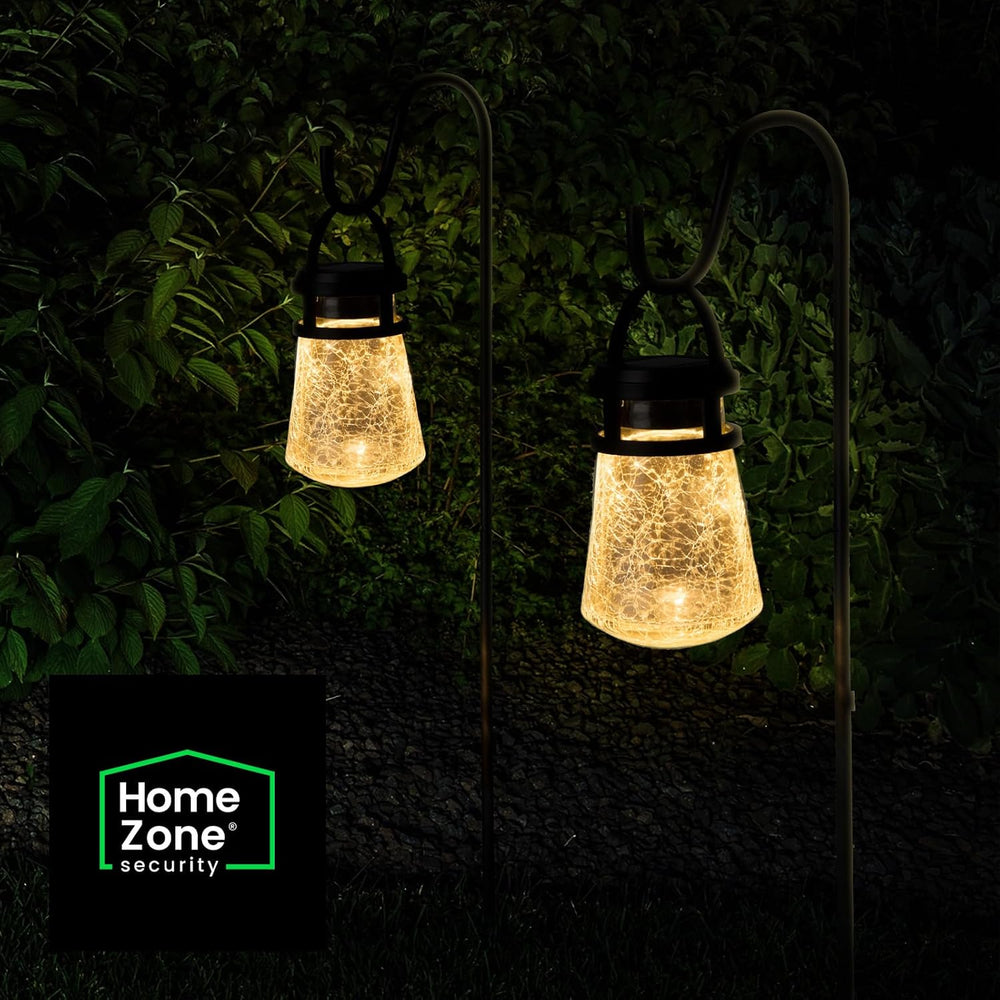 Home Zone Living 2PK Solar Crackle Glass Lanterns Hanging Light