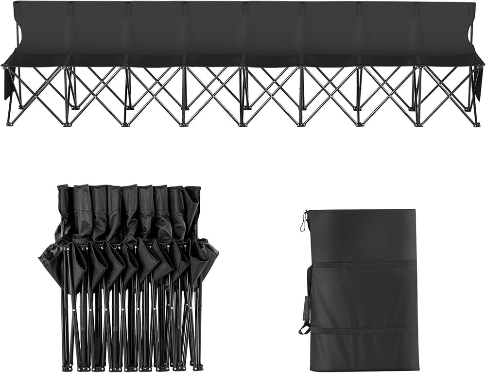 VEVOR Portable Folding Bench, 8 Seats Foldable Sideline Bench, Outdoor Campin...