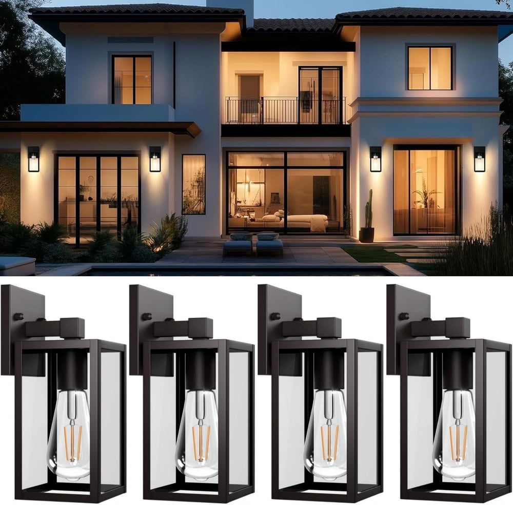 4 Pack Outdoor Light Fixtures, Black Exterior Light Wall Mount, Aluminum Porc...
