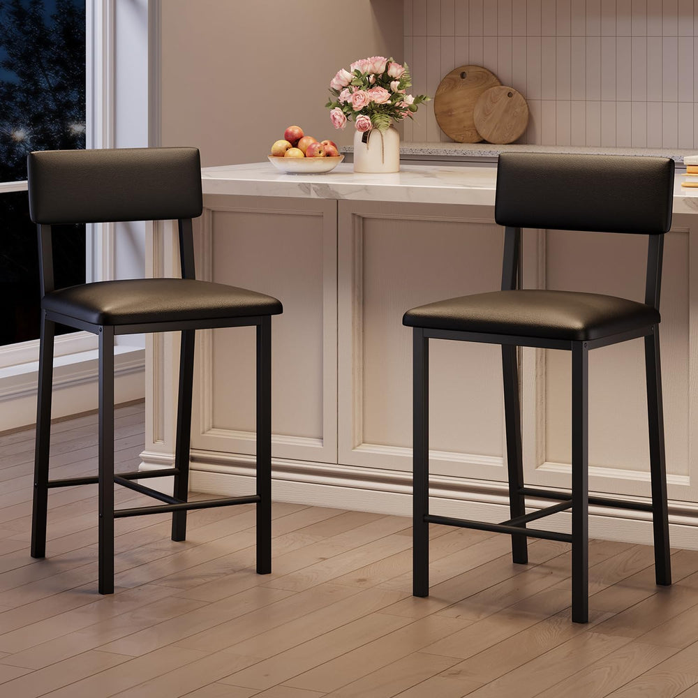 Garvee Bar Stools Set of 2, Kitchen Barstools Backrest and Footrest, Kitchen ...