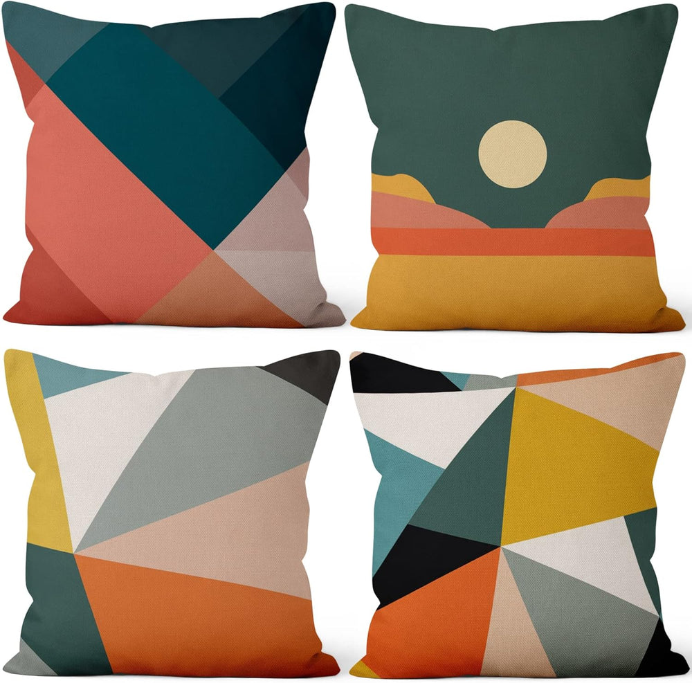 4 Pcs/Set Colorful Pillow Covers Geometry Strip Outdoor Patchwork Geometric S...