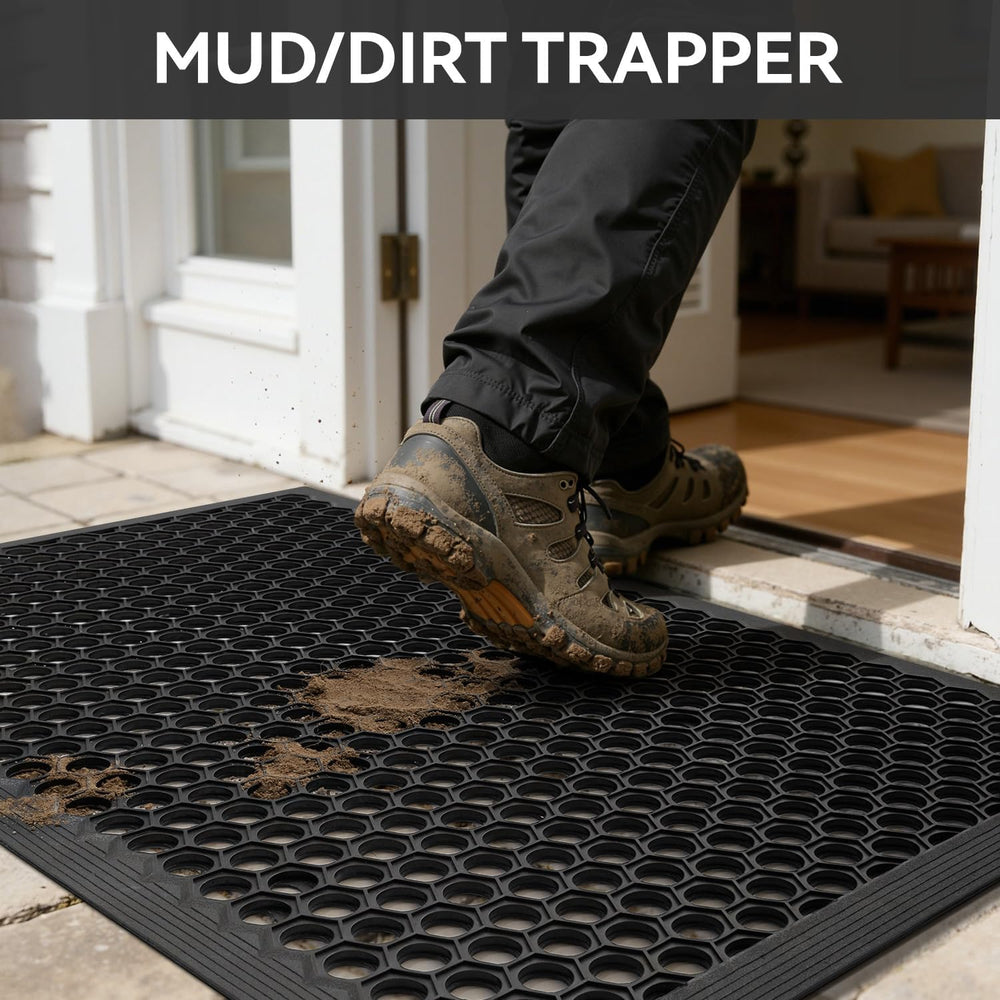 RESARE Front Door Mat Non Slip, 36"x24" Rubber Doormat Outdoor-Entr...