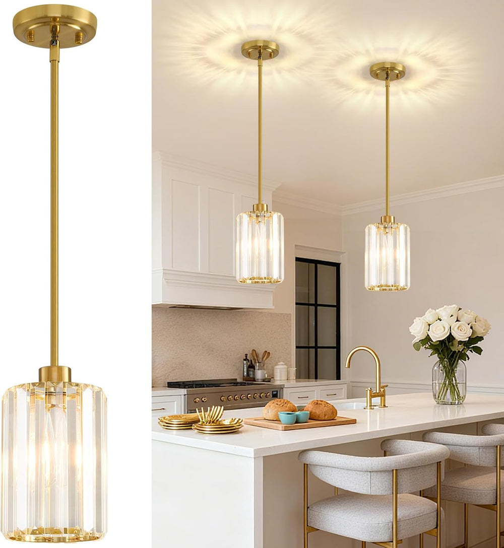 2 Pack Pendant Lights Kitchen Island, Modern Gold Pendant Light Fixtures, Min...