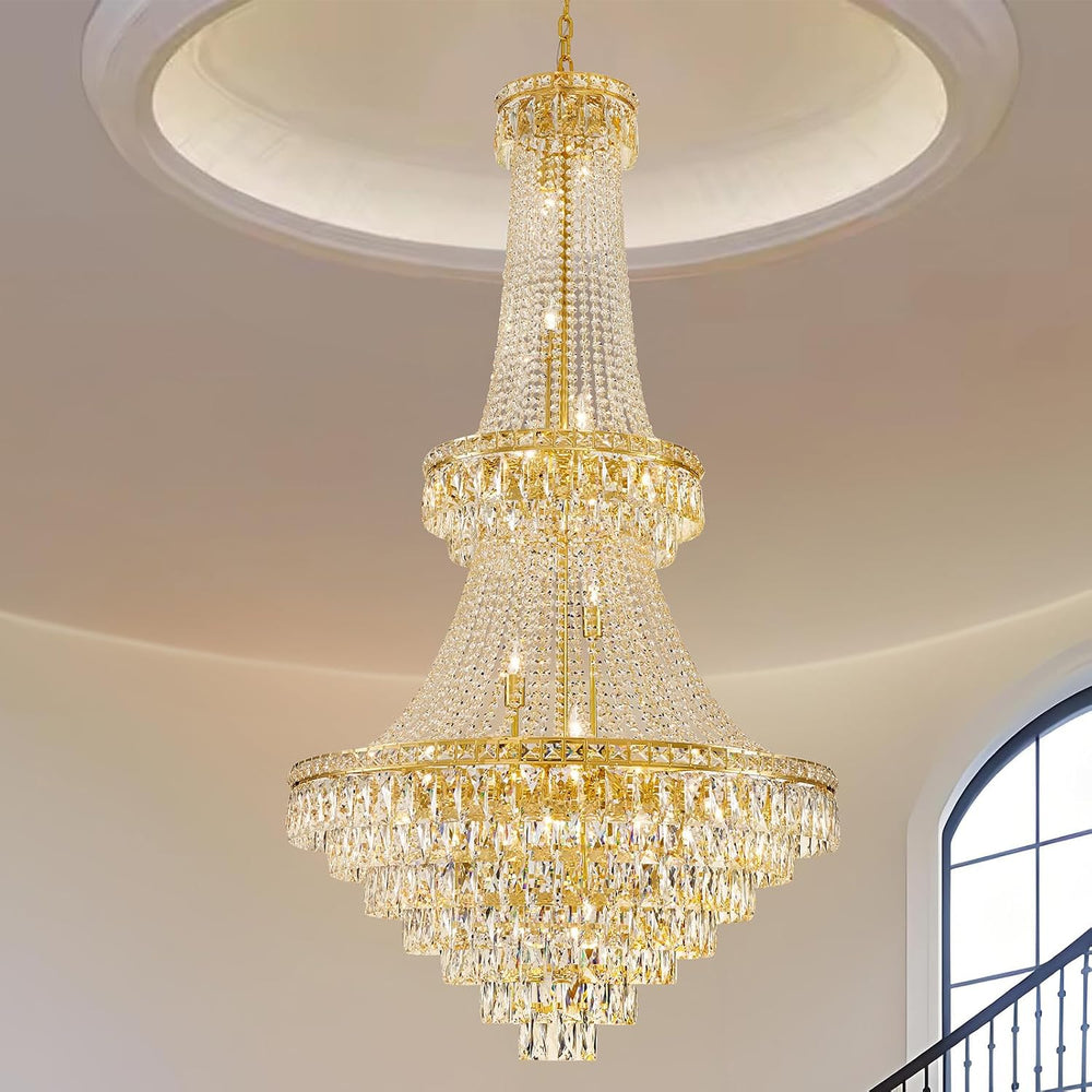 Large Gold Luxury Crystal Chandeliers 26 Lights Modern Chandelier for High Ce...