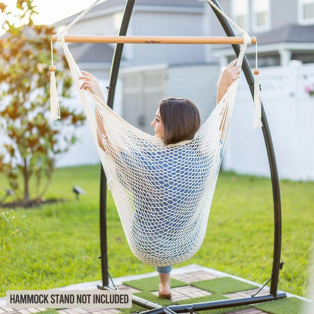 JoyView Hanging Hammock Chair, Caribbean Rope Swing Chair Wood Spreader Bar