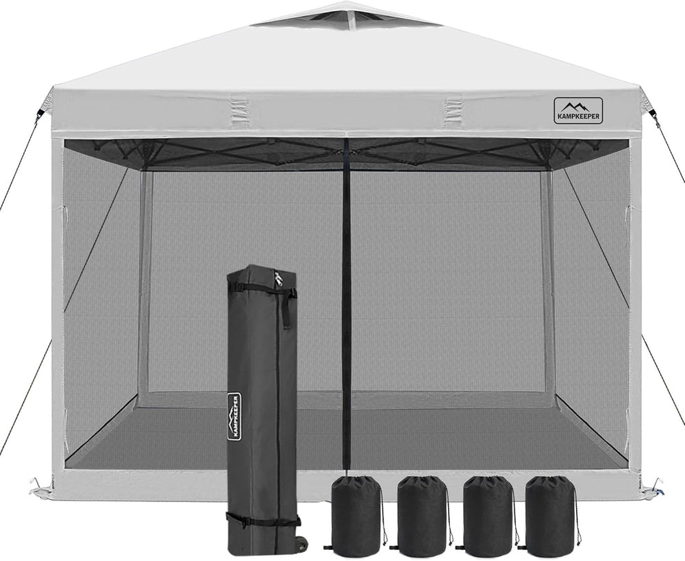 KAMPKEEPER 10x10 Pop-Up Canopy Tent, Waterproof Portable Shade with Screen Wa...