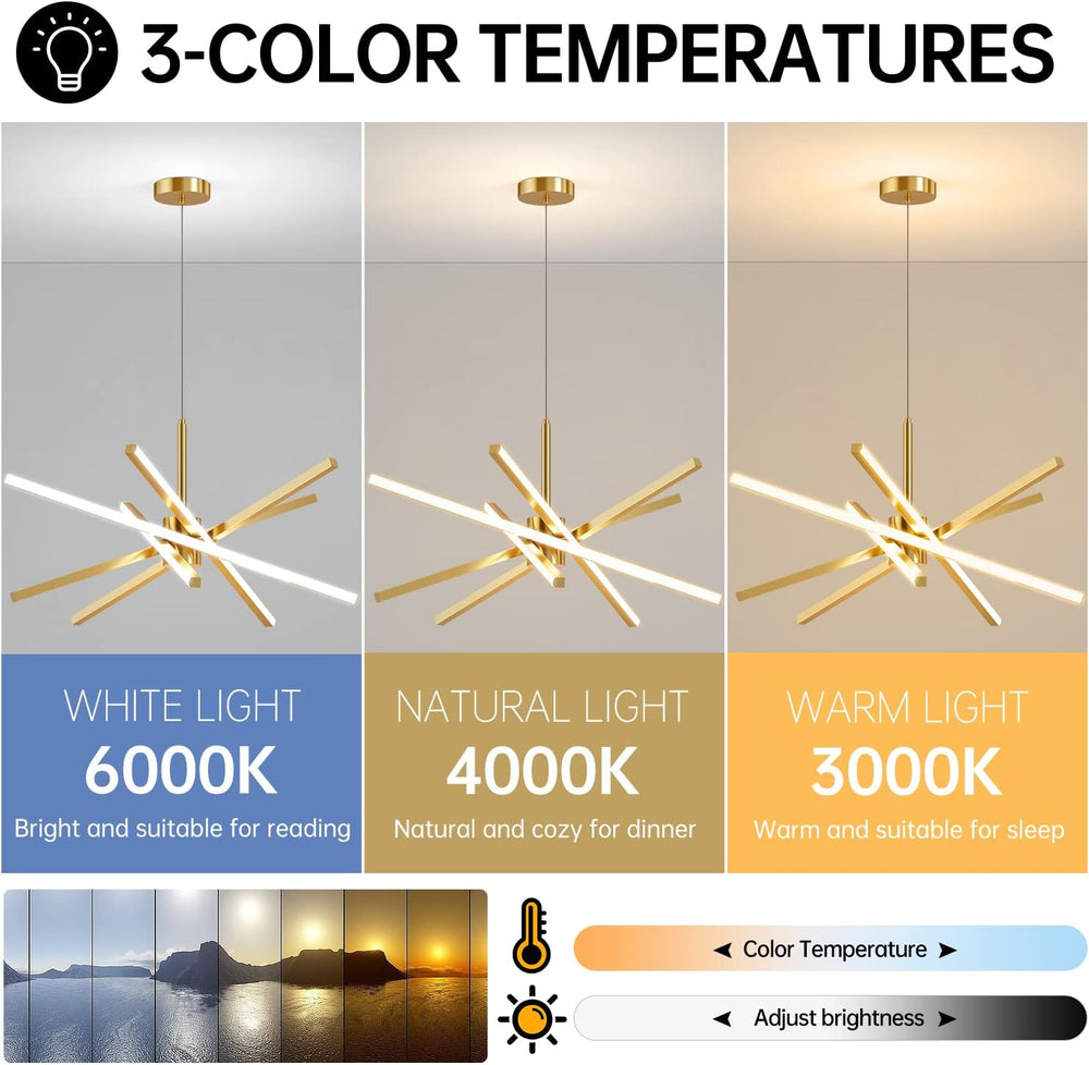 Modern Sputnik Chandelier Ceiling 82W LED Gold Pendant Light Embedded Mount C...