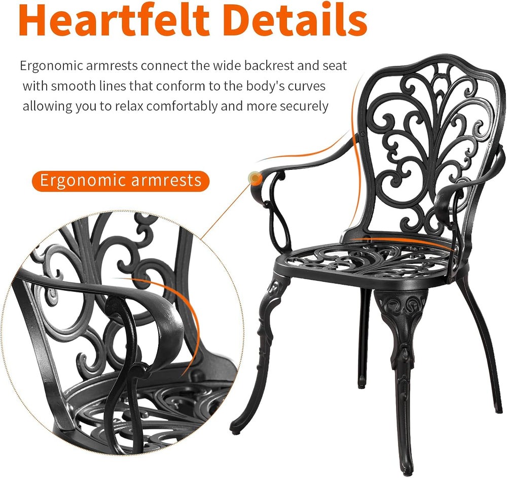 Bistro Set 3 Piece Outdoor, Bistro Table and Chairs Set of 2, All Weather Pat...