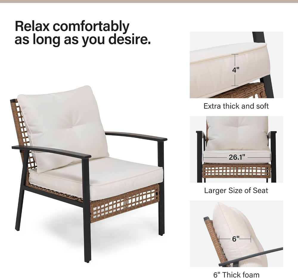 LAUSAINT HOME Outdoor Rattan Bistro Set, Patio Furniture Wicker Chairs Set of...