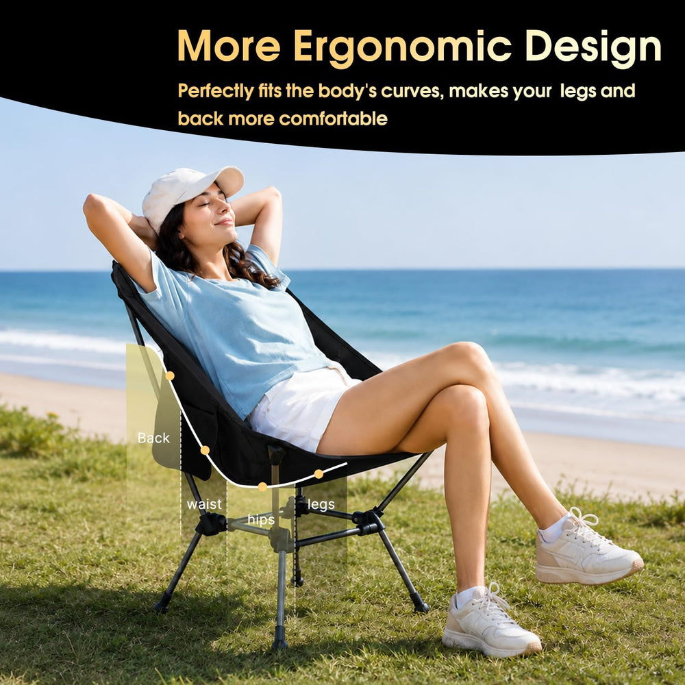 MOON LENCE Portable Camping Chair Plus, Larger & Roomier, Compact and Lig...