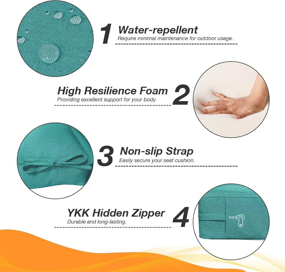 Unimatta Outdoor High Back Chair Cushion Seat Pads, 44 x 21 Inch Water-Repell...