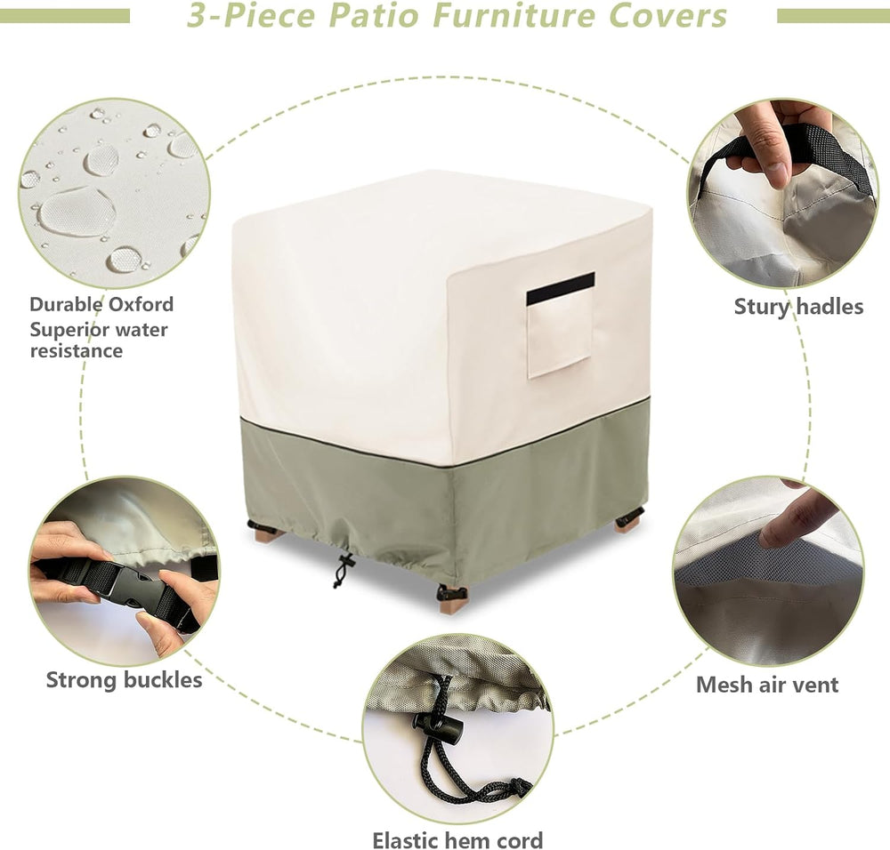 3-Piece Patio Furniture Covers Waterproof for Outdoor Bistro Set with Table &...