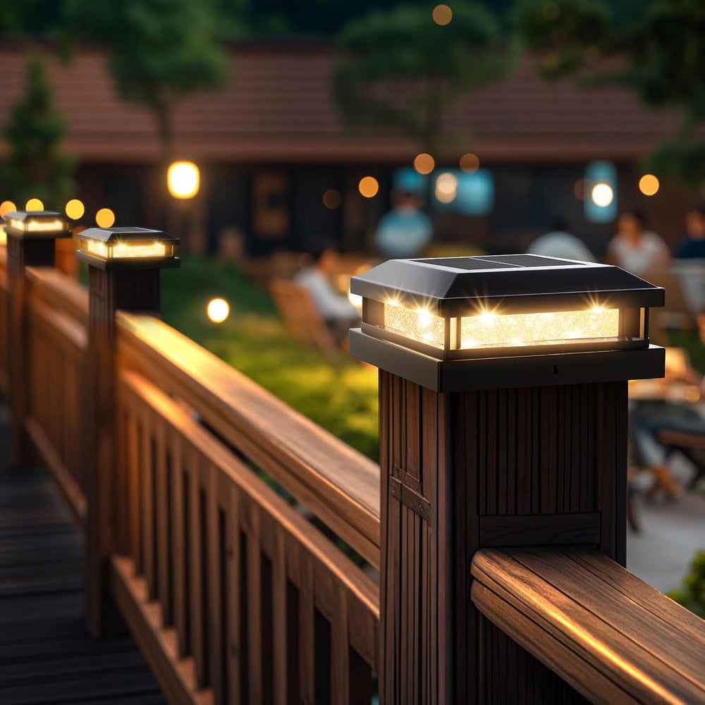Brightever 4x4 5x5 Solar Post Cap Lights Outdoor 12-Pack Black