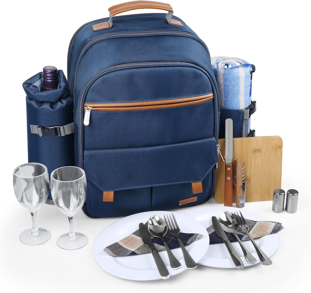 Sunflora Picnic Backpack for 2 Person Set Pack with Insulated Waterproof Pouc...