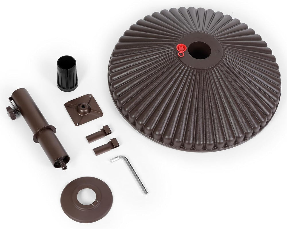 Abba Patio Umbrella Flower Base, Round Sunburst Outdoor Umbrella Stand, Table...