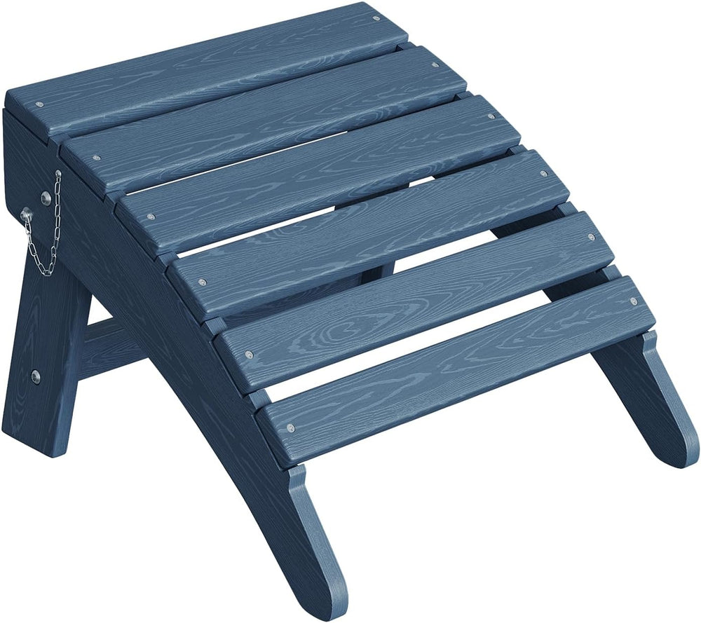 Folding Adirondack Ottoman, HDPE Footrest for Oudoor Chair, Navy Blue