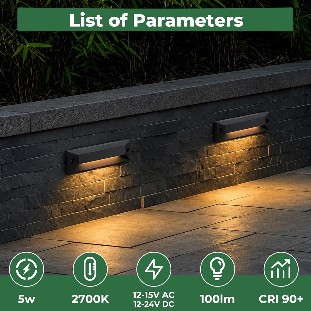 Gardencoin 8 Inch Low Voltage LED Step Lights, 5W 2700K Warm White, 12V-24V A...