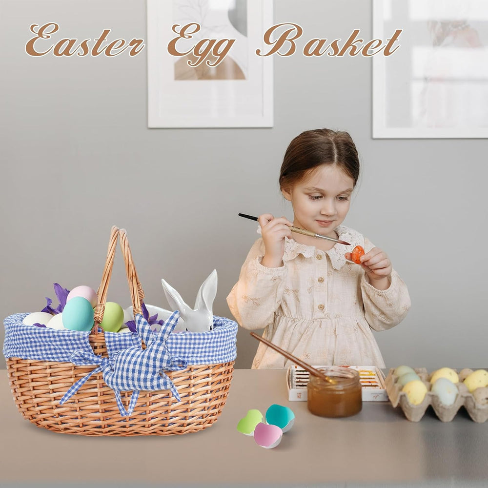 G GOOD GAIN Wicker Picnic Basket with Double Folding Handles,Willow Picnic Ha...