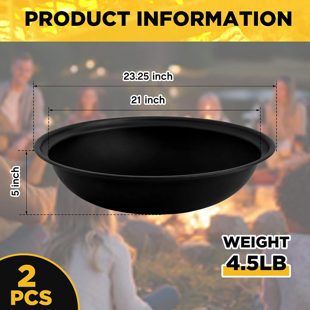 Maxdot 2 Pcs 23Inch Outdoor Fire Pit Bowl Replacement Insert, Carbon Steel