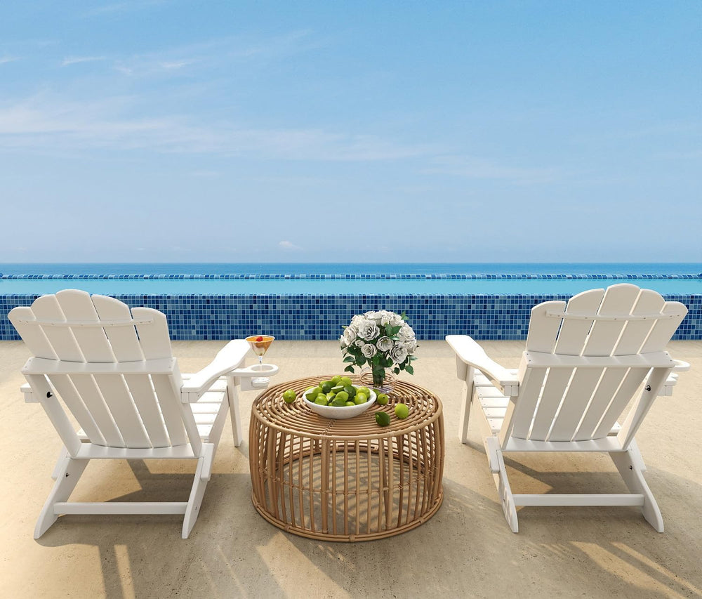 FOOWIN Adirondack Chair Set of 4, Folding HDPE Patio Chairs with Cup Holder, ...