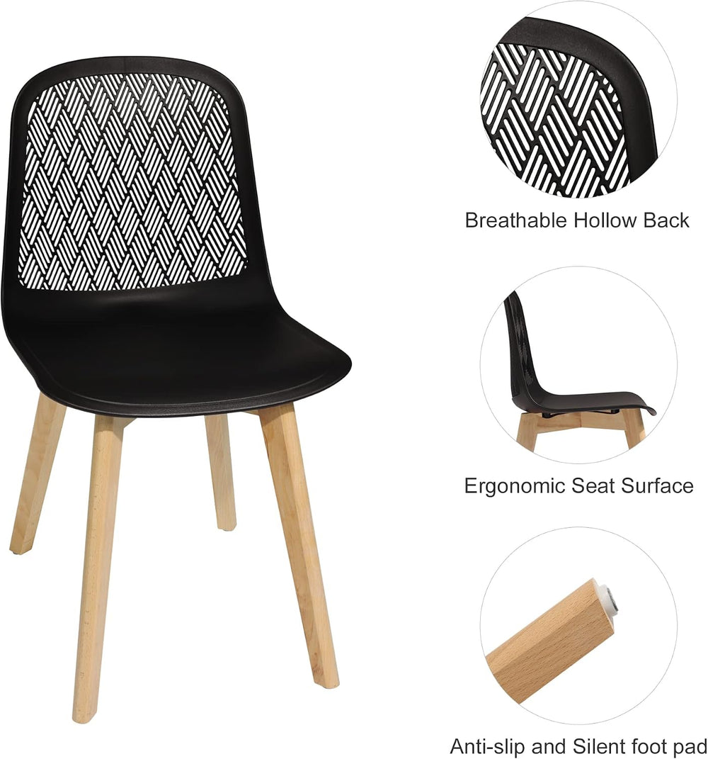 KM Legend Armless Modern Chairs with Wood Legs for Living, Bedroom, Kitchen,D...
