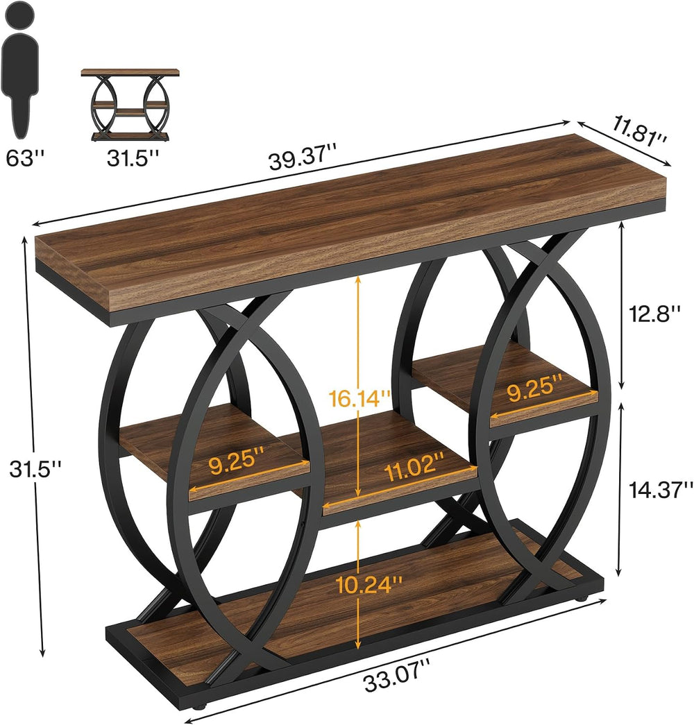 Tribesigns 39.4" Console Table, Sofa Table, Accent Tables, Rustic Brown