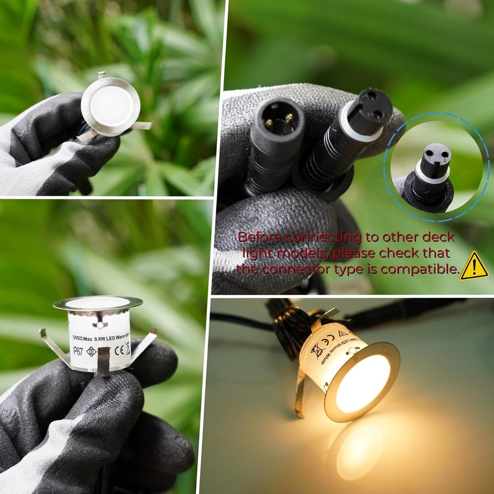 20 Pack Dimmable Recessed Deck Stair Lighting All-in-one with Timer Photocell...