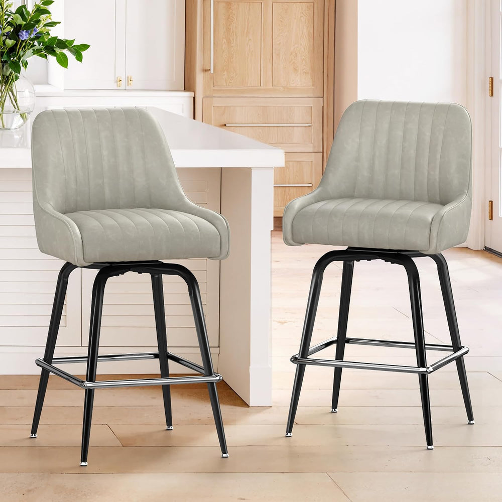LUE BONA Counter Height Bar Stools Set of 2, 26" H Modern Barstools with...