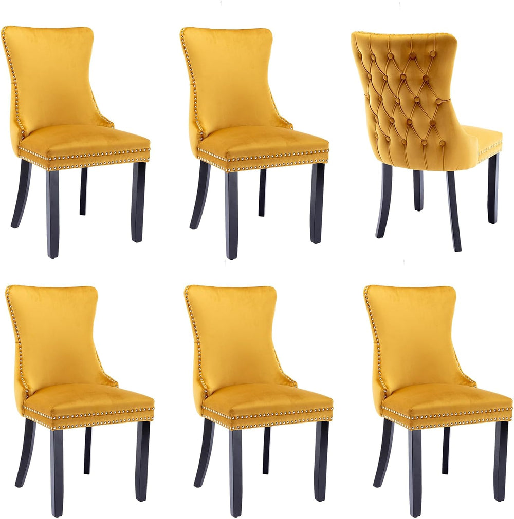 Setawix Velvet Upholstered Dining Chair Set of 6,Modern Mid Century Kitchen A...