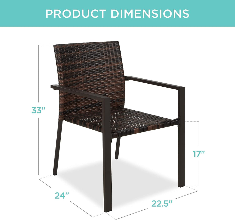 Best Choice Products Set of 2 Stackable Outdoor Wicker Dining Chairs All-Weat...