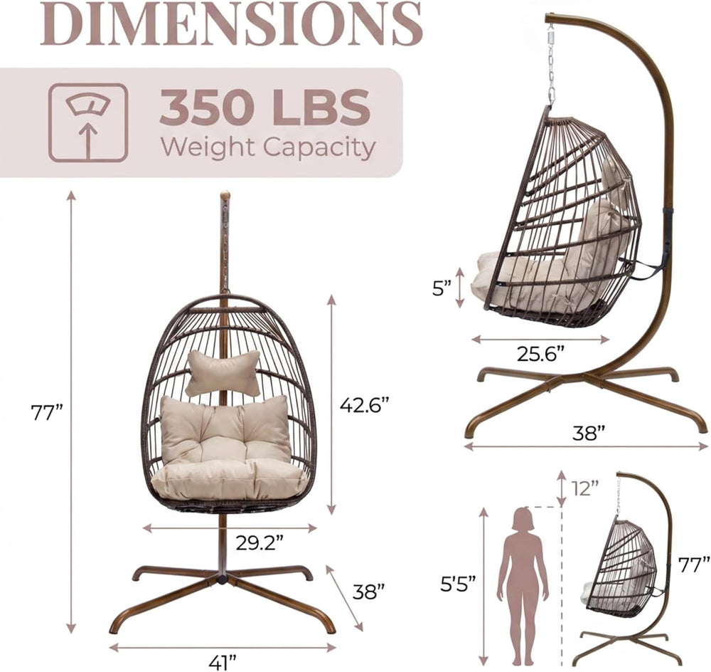 BULEXYARD Egg Swing Chair with Stand, Outdoor Hanging Egg Chair with Stand